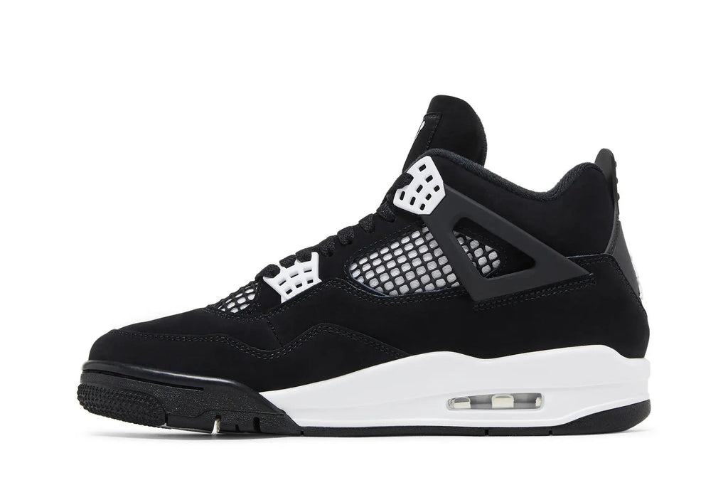 Air Jordan 4 Retro 'White Thunder' - Black Suede Basketball Sneakers