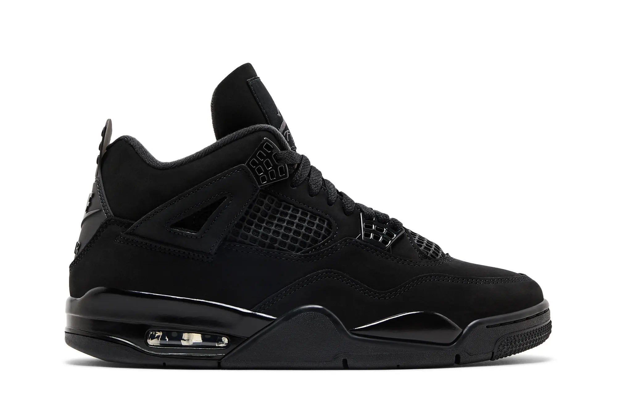 Jordan 4 Retro 'Black Cat' 2025 - Classic Black Nubuck with Nike Air Heel