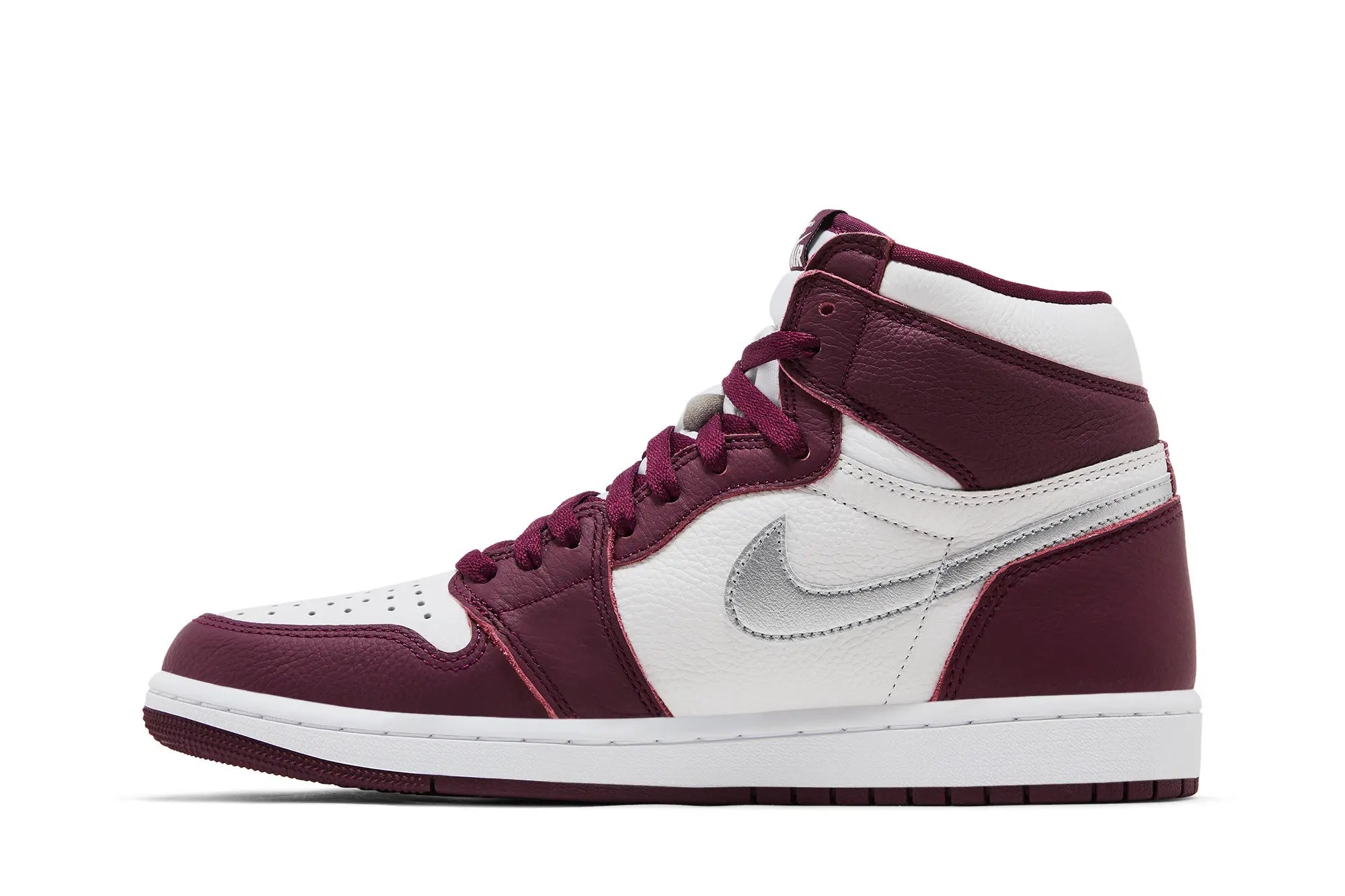 Jordan 1 Retro High OG Bordeaux - Iconic Leather Sneaker with Metallic Silver