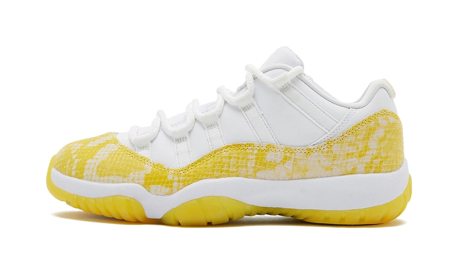 Women's Air Jordan 11 Low Yellow Snakeskin - Iconic Luxury Sneaker with Bold Python-Texture Design