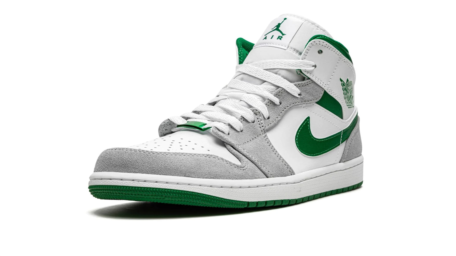 Air Jordan 1 Mid SE Grey Pine Green White | Celtics-Inspired Design