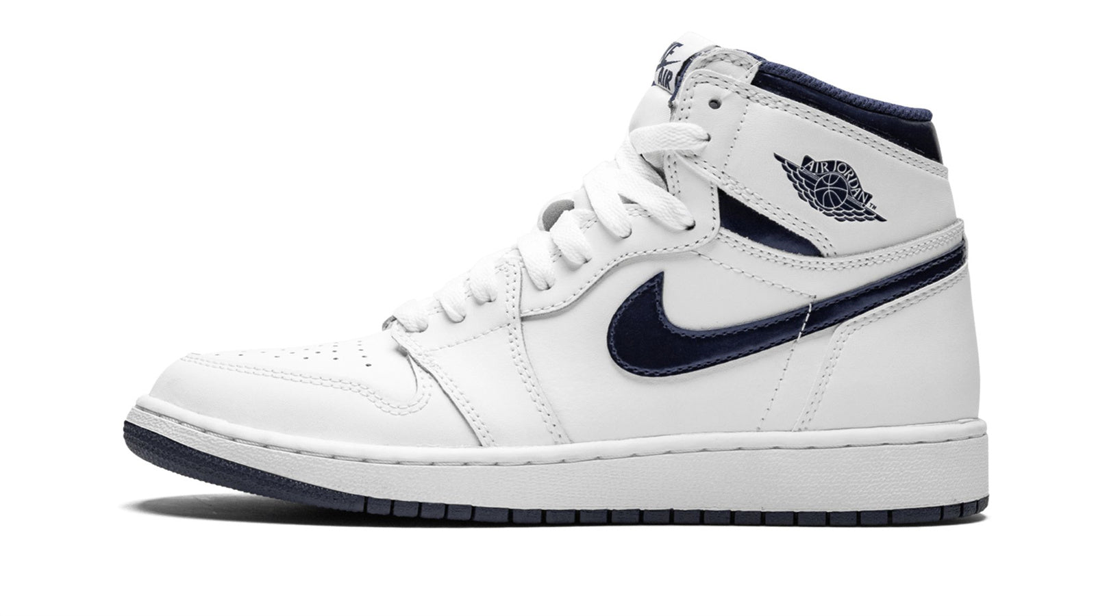 Air Jordan 1 High OG GS - Metallic Navy White Leather