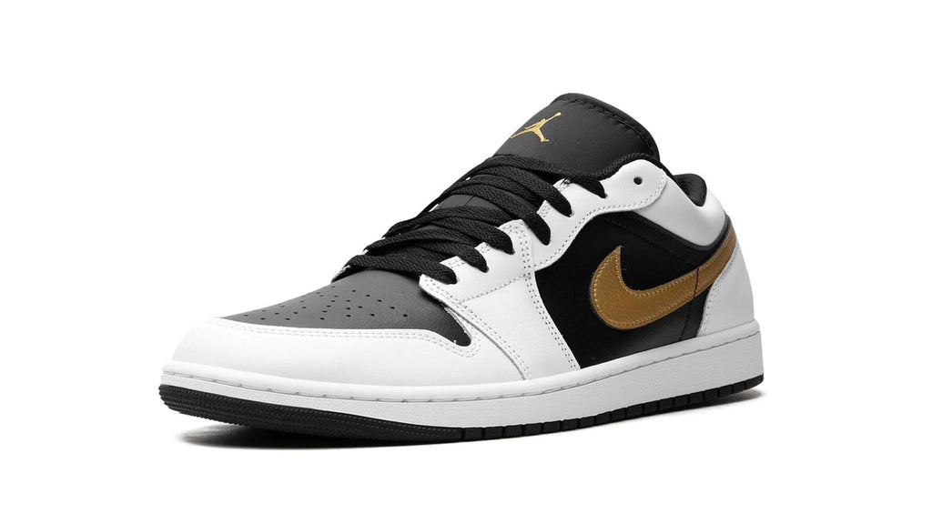Air Jordan 1 Low White Black Metallic Gold Swoosh