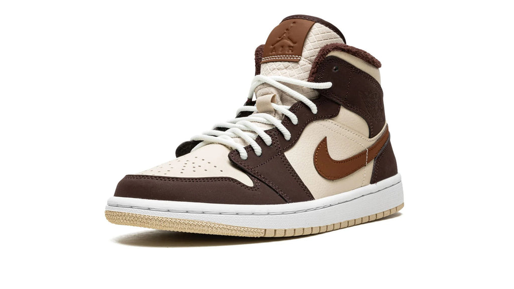 Women's Air Jordan 1 Mid SE Brown Basalt Fleece - Cozy Cold Weather Sneaker