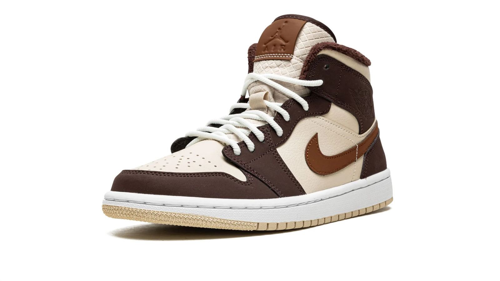 Women's Air Jordan 1 Mid SE Brown Basalt Fleece - Cozy Cold Weather Sneaker