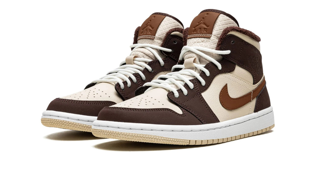 Women's Air Jordan 1 Mid SE Brown Basalt Fleece - Cozy Cold Weather Sneaker