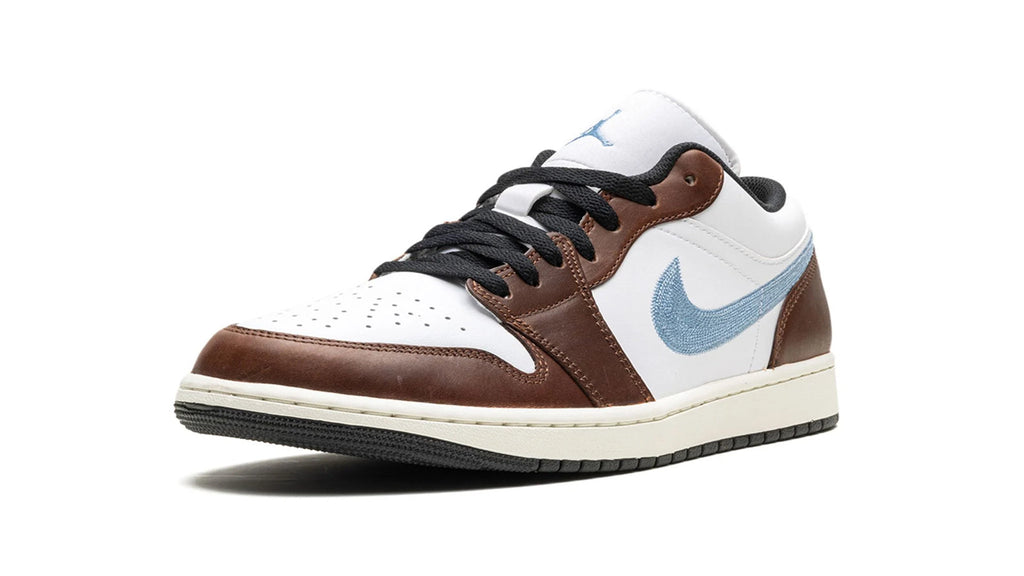 Air Jordan 1 Low SE Mocha with Embroidered Swoosh - Sail & Brown Leather