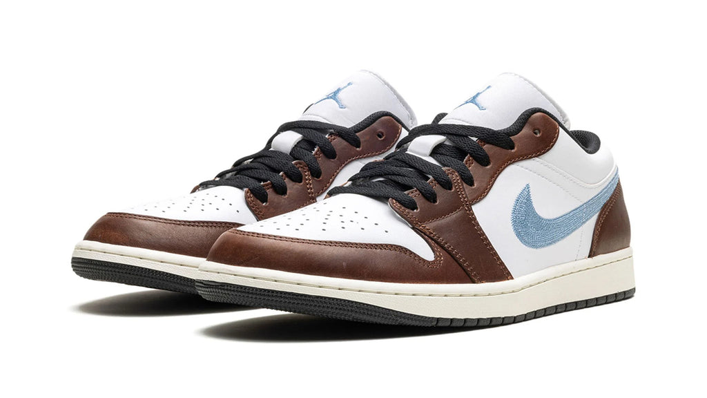 Air Jordan 1 Low SE Mocha with Embroidered Swoosh - Sail & Brown Leather