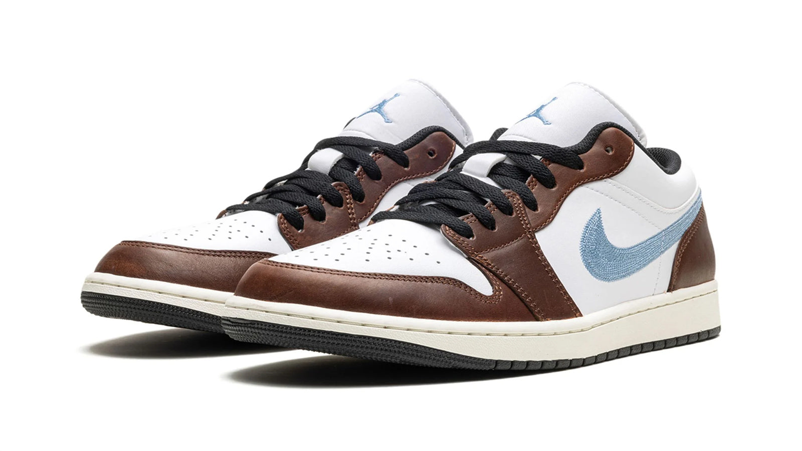 Air Jordan 1 Low SE Mocha with Embroidered Swoosh - Sail & Brown Leather