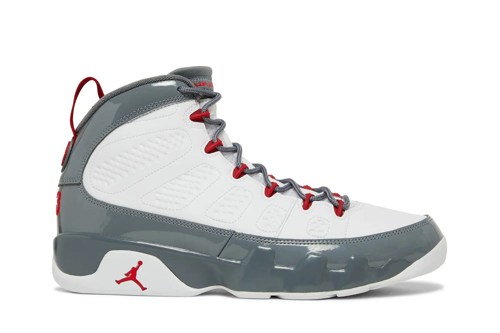 Jordan 9 Retro Fire Red - Classic White Leather Basketball Sneaker