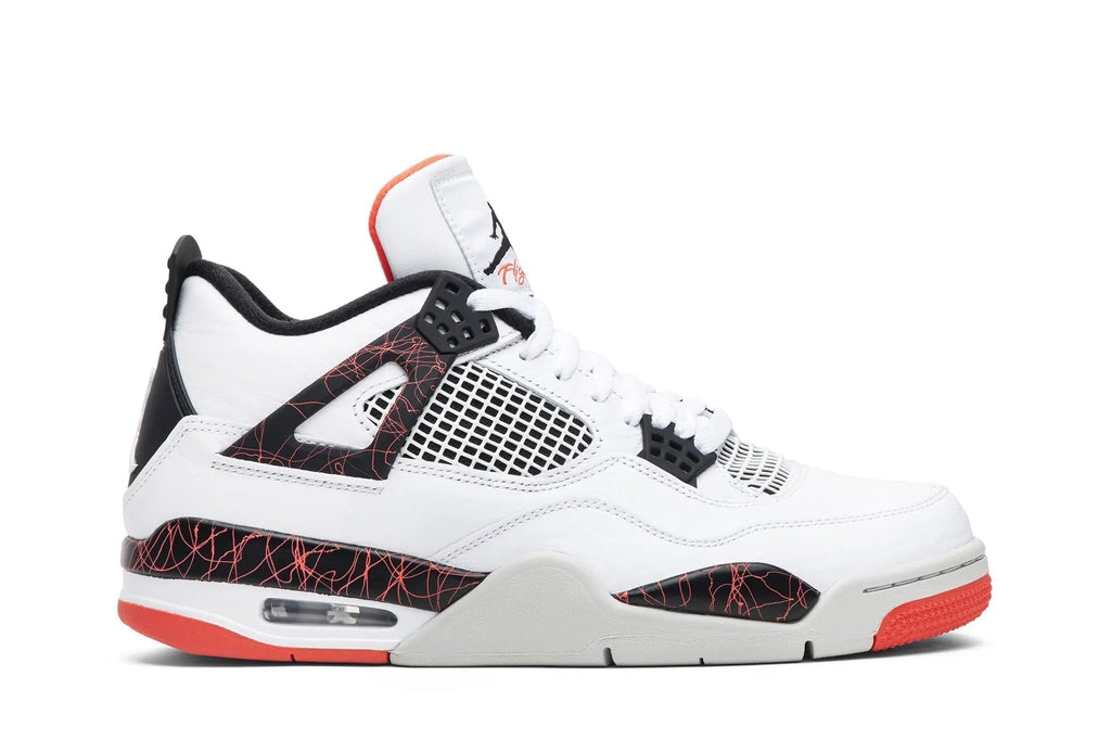 Jordan 4 Retro 'Pale Citron' - Classic White Leather Sneaker with Crimson Accents