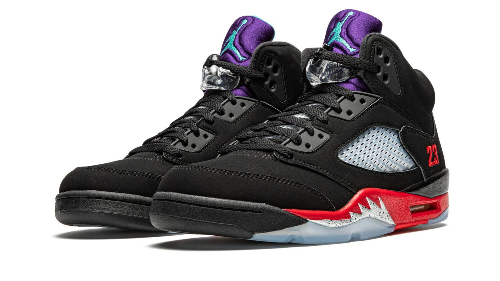 Air Jordan 5 Retro "Top 3" - Black Nubuck Sneaker with Grape, Fire Red & Metallic Details
