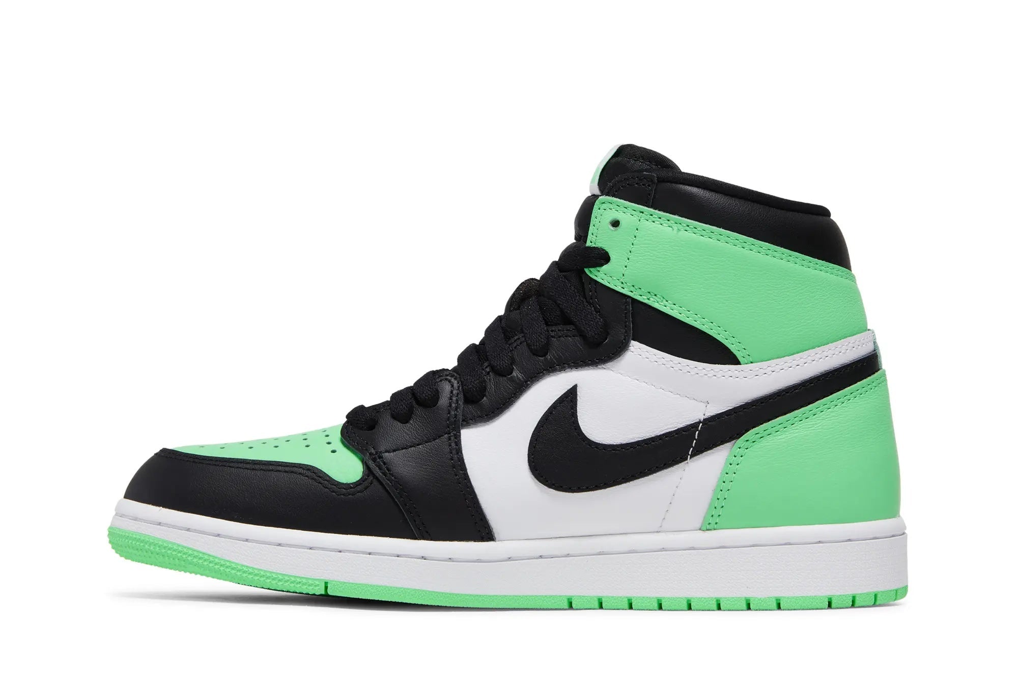 Air Jordan 1 Retro High OG 'Green Glow' - Classic White, Black & Neon Green Leather Sneaker