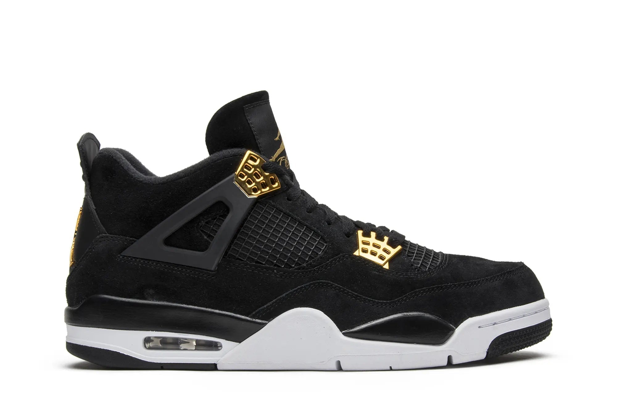 Air Jordan 4 Retro 'Royalty' - Black Metallic Gold Basketball Shoes