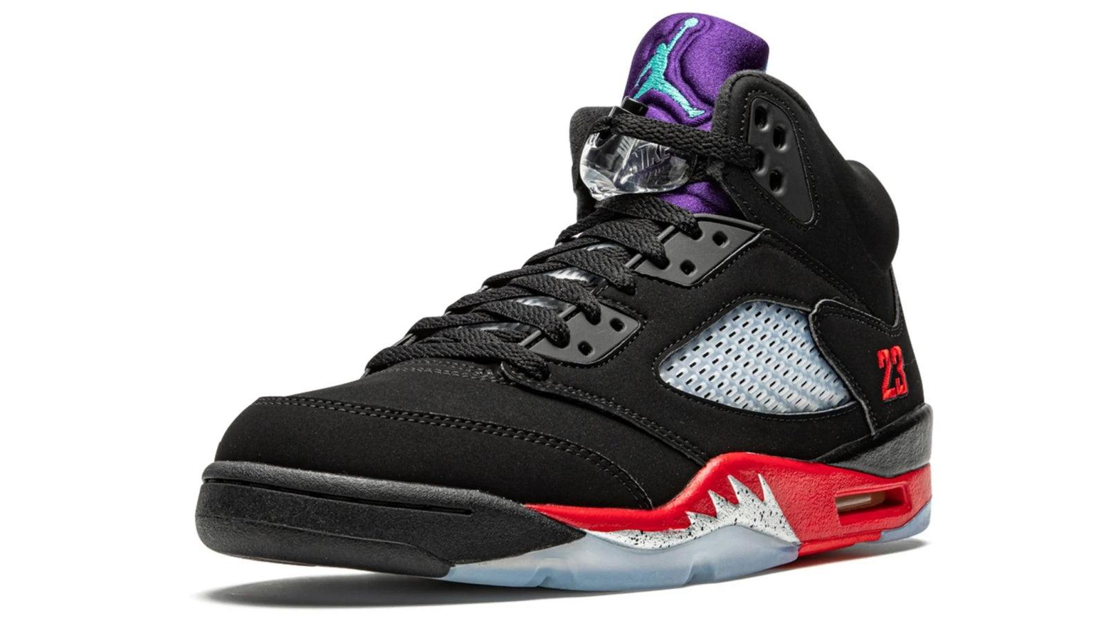 Air Jordan 5 Retro "Top 3" - Black Nubuck Sneaker with Grape, Fire Red & Metallic Details