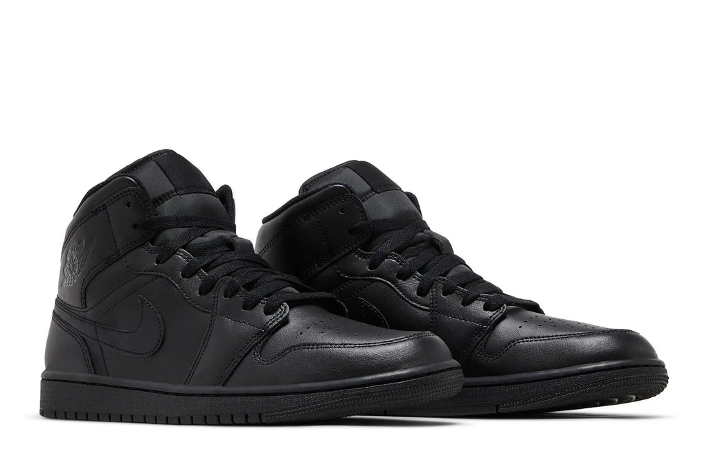 Jordan 1 Mid Triple Black 2022 - Classic All-Black Leather Sneaker