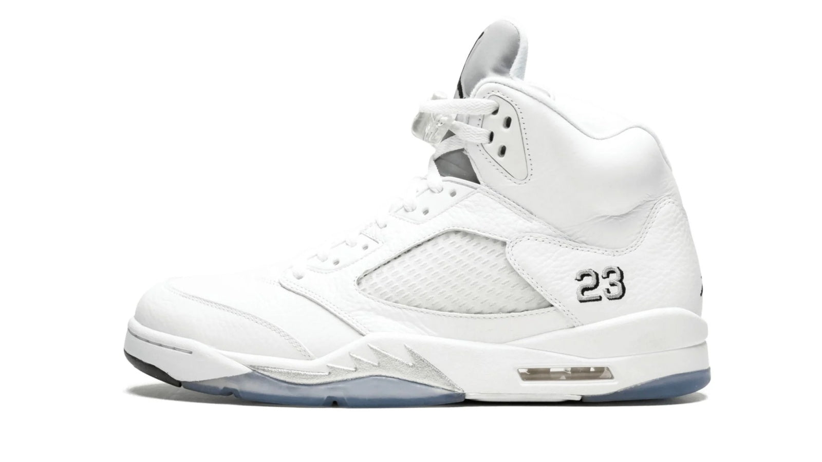 Air Jordan 5 Retro Metallic Silver - Premium White Leather with Silver Accents