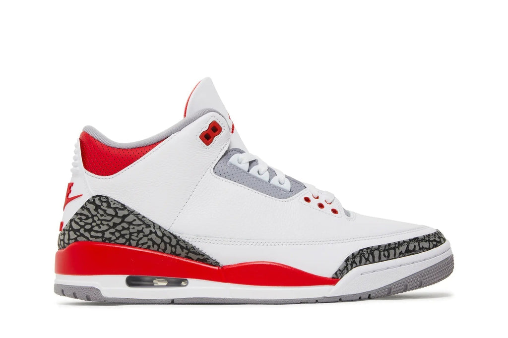 Jordan 3 Retro 'Fire Red' 2022 - Classic White Leather Sneaker with Elephant Print