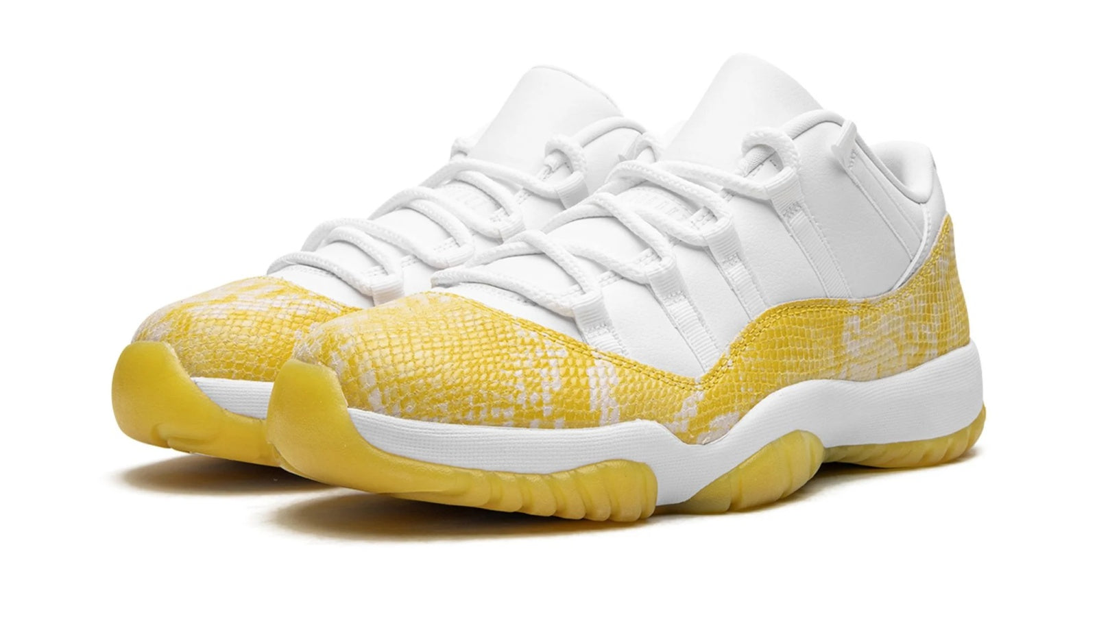 Women's Air Jordan 11 Low Yellow Snakeskin - Iconic Luxury Sneaker with Bold Python-Texture Design
