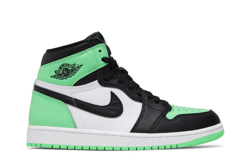 Air Jordan 1 Retro High OG 'Green Glow' - Classic White, Black & Neon Green Leather Sneaker