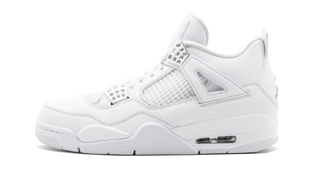 Air Jordan 4 Retro Pure Money White Leather Sneakers