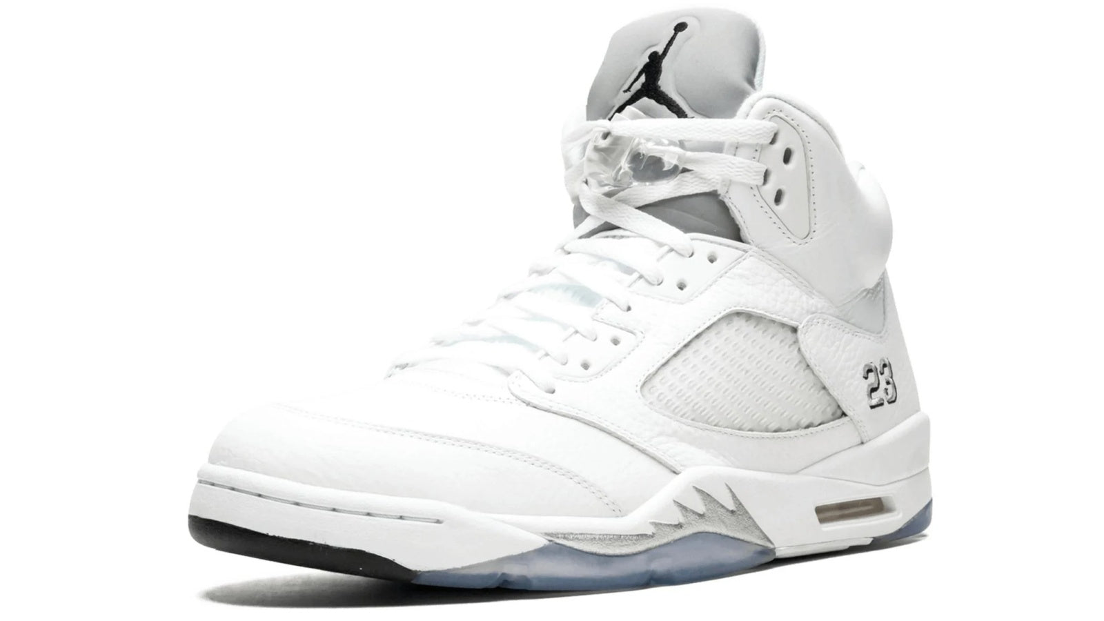 Air Jordan 5 Retro Metallic Silver - Premium White Leather with Silver Accents
