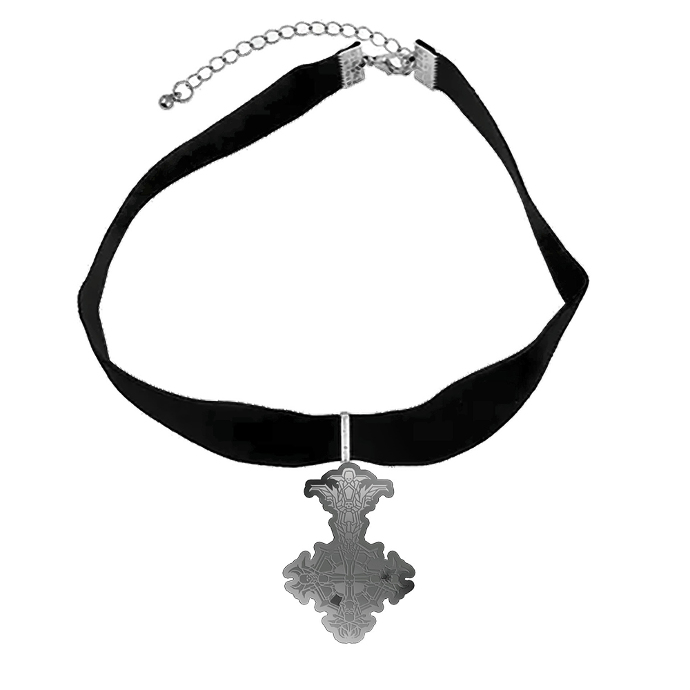 Silver Grucifix Choker Necklace