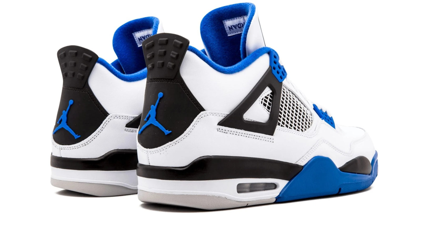Air Jordan 4 Retro Motorsports - Classic White Leather with Varsity Blue Accents