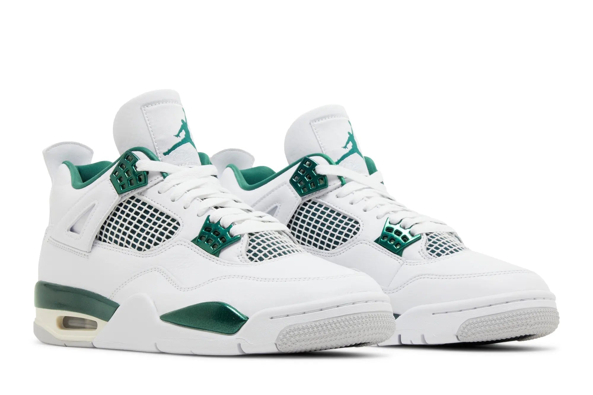 Air Jordan 4 Retro 'Oxidized Green' - Classic White Leather with Green Accents