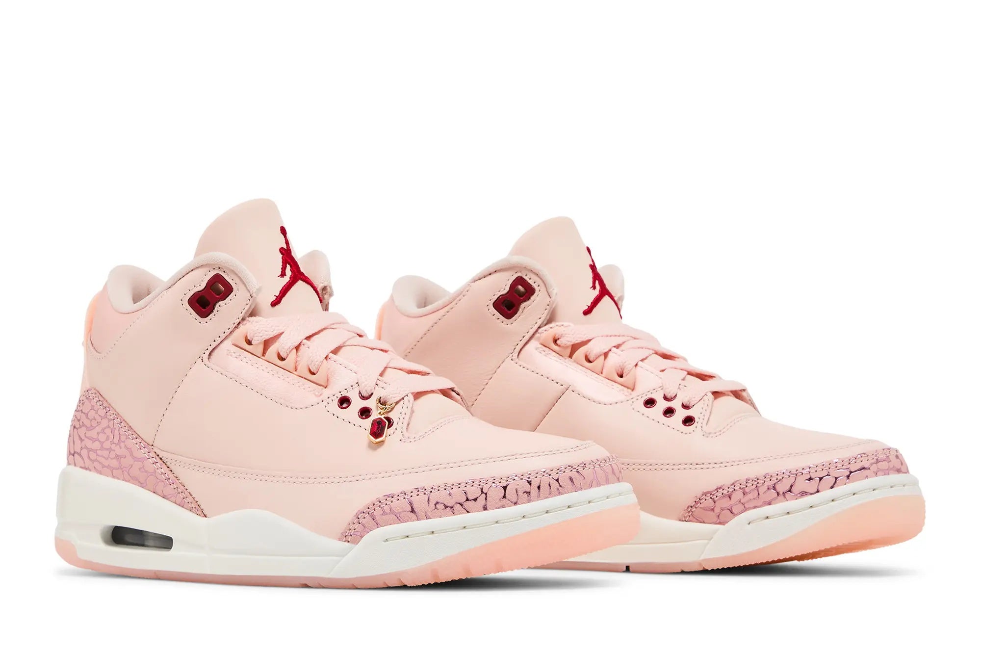 Women's Air Jordan 3 Retro Valentine's Day - Coral Leather Sneakers