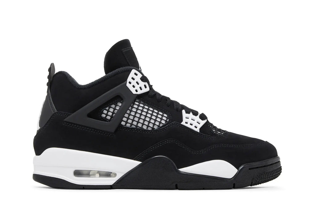 Air Jordan 4 Retro 'White Thunder' - Black Suede Basketball Sneakers