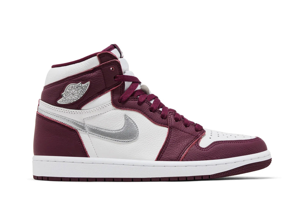 Jordan 1 Retro High OG Bordeaux - Iconic Leather Sneaker with Metallic Silver