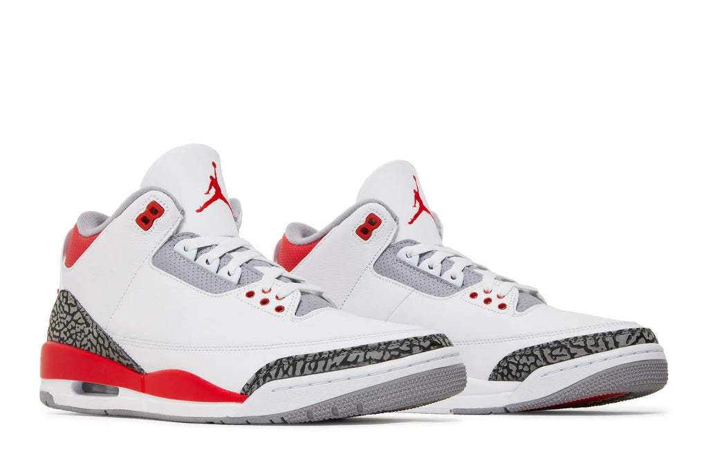 Jordan 3 Retro 'Fire Red' 2022 - Classic White Leather Sneaker with Elephant Print
