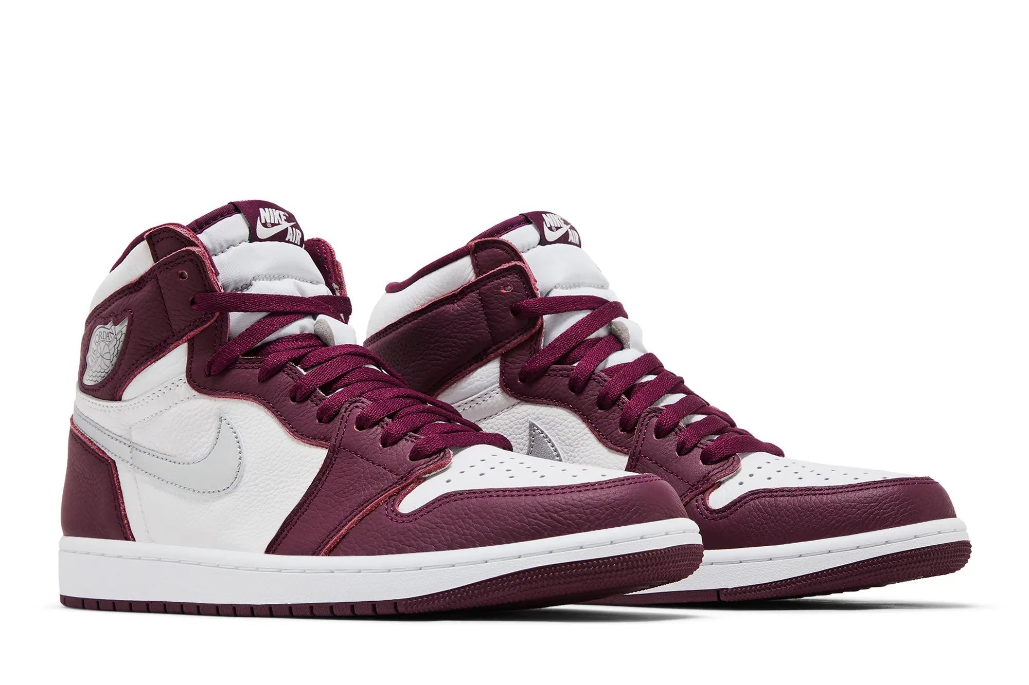 Jordan 1 Retro High OG Bordeaux - Iconic Leather Sneaker with Metallic Silver