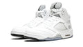 Air Jordan 5 Retro Metallic Silver - Premium White Leather with Silver Accents