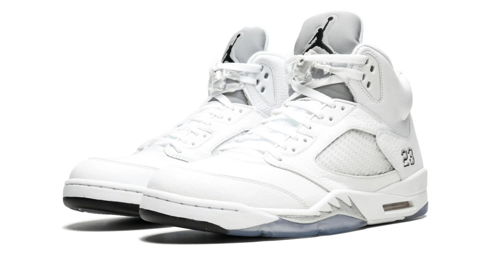 Air Jordan 5 Retro Metallic Silver - Premium White Leather with Silver Accents