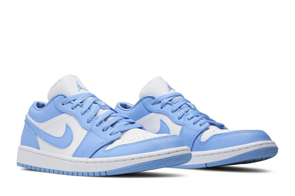 Women's Jordan 1 Low UNC - Classic University Blue & White Leather Sneakers