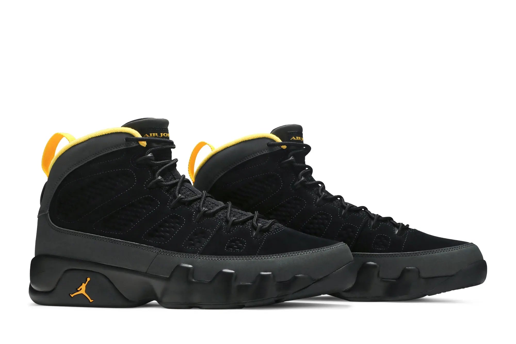 Jordan 9 Retro 'Dark Charcoal University Gold' - Classic Nubuck Basketball Shoe