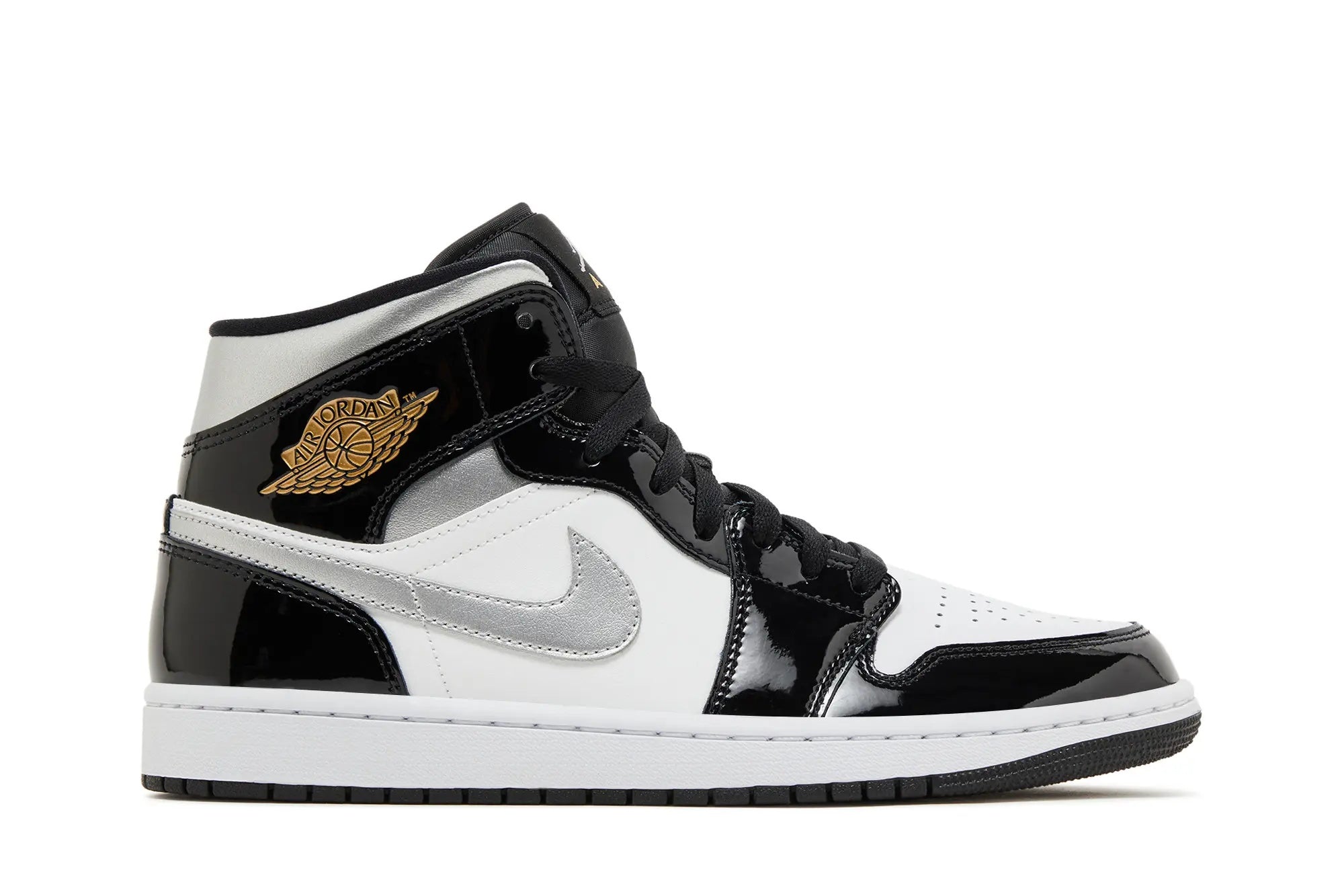 Jordan 1 Mid SE Black White Metallic Silver - Classic High-Top Sneaker