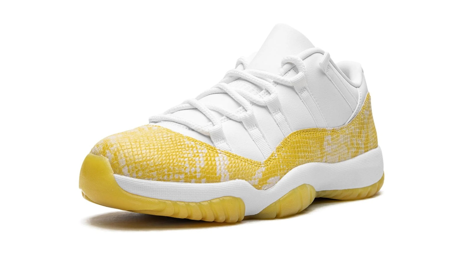 Women's Air Jordan 11 Low Yellow Snakeskin - Iconic Luxury Sneaker with Bold Python-Texture Design