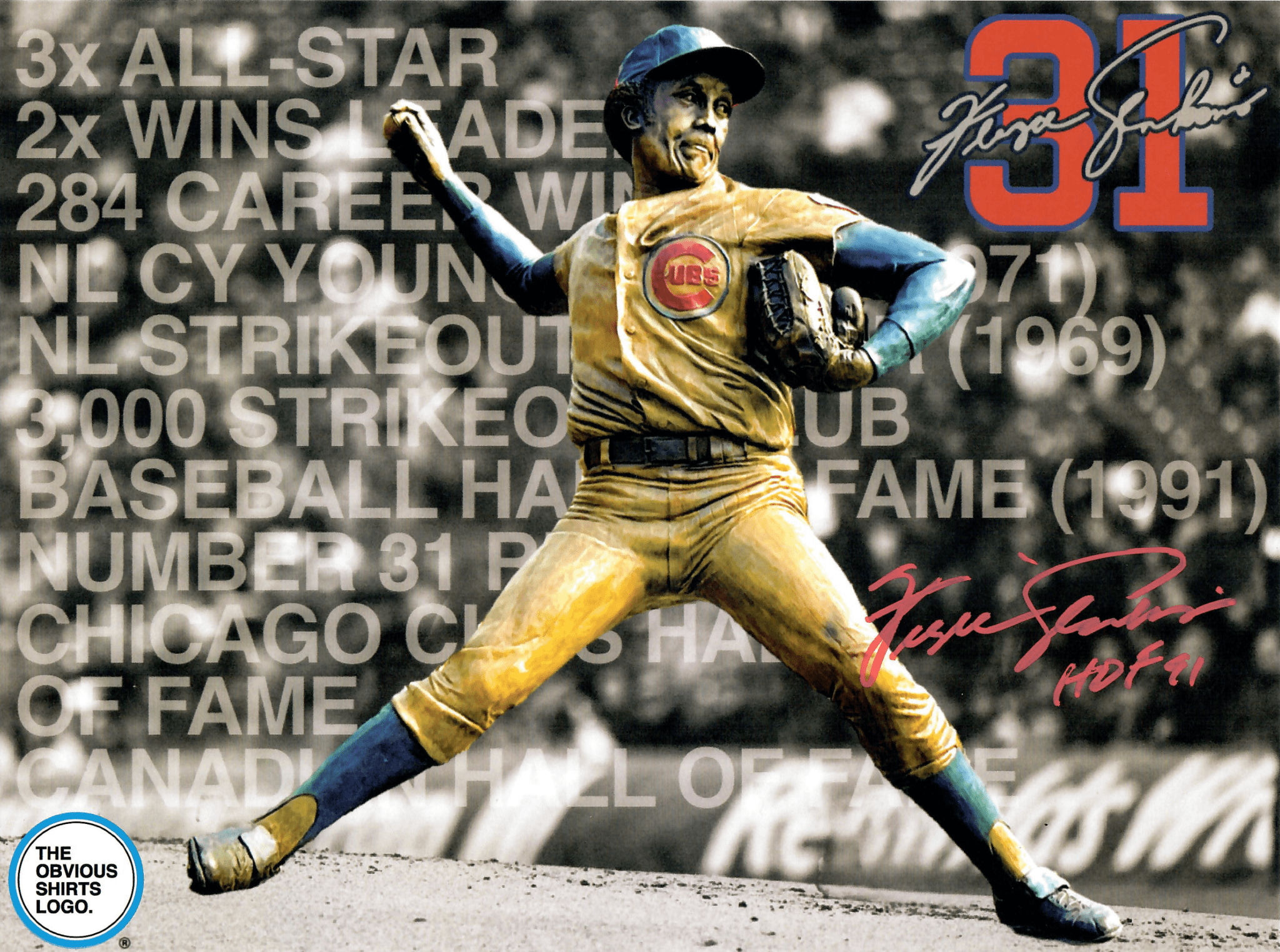 FERGIE JENKINS SIGNED CAREER ACCOMPLISHMENTS 7.5x10 PHOTO